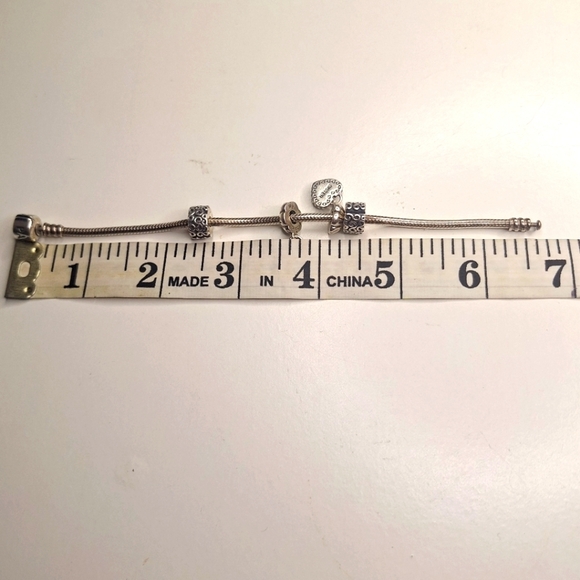 Pandora barrel clasp snake chain braclet 2 stoppers and my special sister charms - Picture 9 of 9